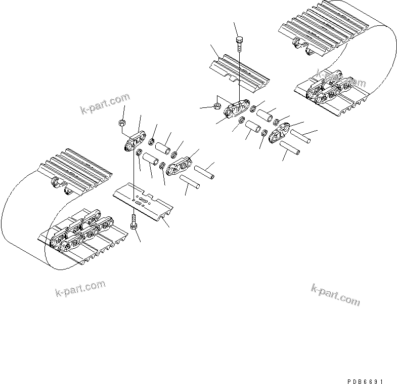 Komatsu parts book diagram for PC650-6 S/N 30001-UP: TRACK SHOE (TRIPLE GROUSER WITH HOLE) (750MM WIDE)