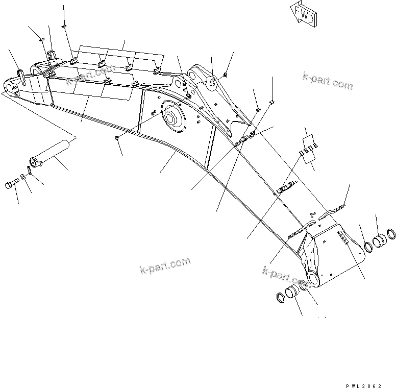 Komatsu parts book diagram for PC650-6 S/N 30001-UP: BOOM (6.6M) (BOOM AND TOP PIN) (SE SPEC.)