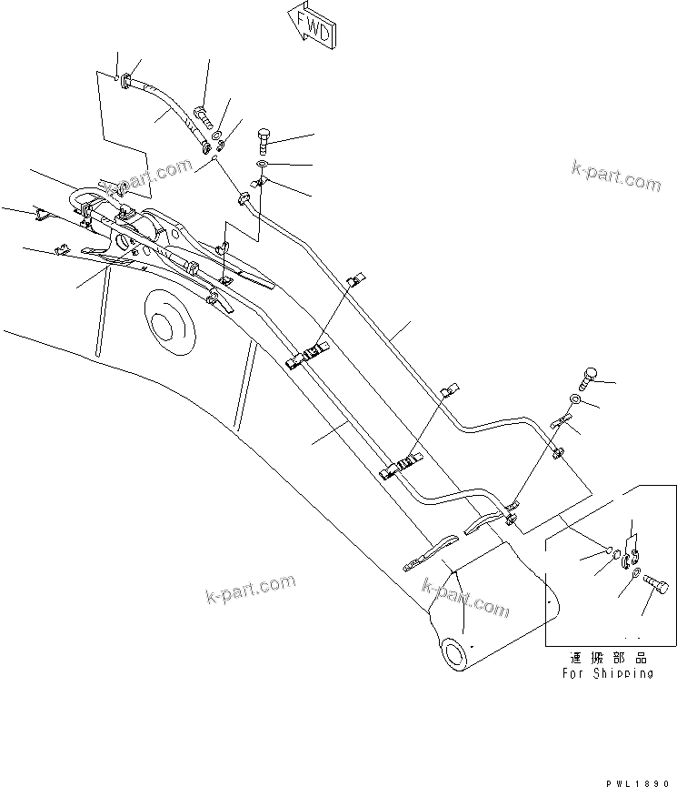 Komatsu parts book diagram for PC650-6 S/N 30001-UP: BOOM (7.3M) (ARM CYLINDER LINE)