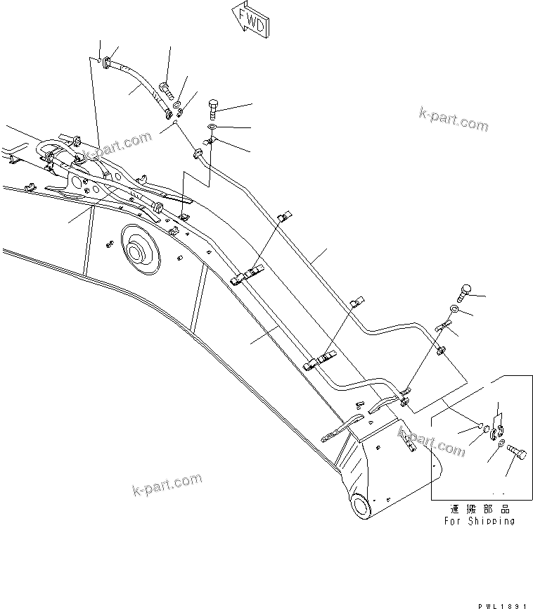 Komatsu parts book diagram for PC650-6 S/N 30001-UP: BOOM (7.6M) (ARM CYLINDER LINE)(#31029-)