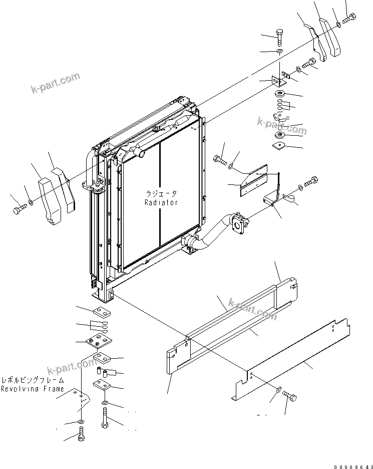 Komatsu parts book diagram for PC650LC-7-M1 S/N 40001-UP: COOLING (RADIATOR MOUNT AND SHEET)