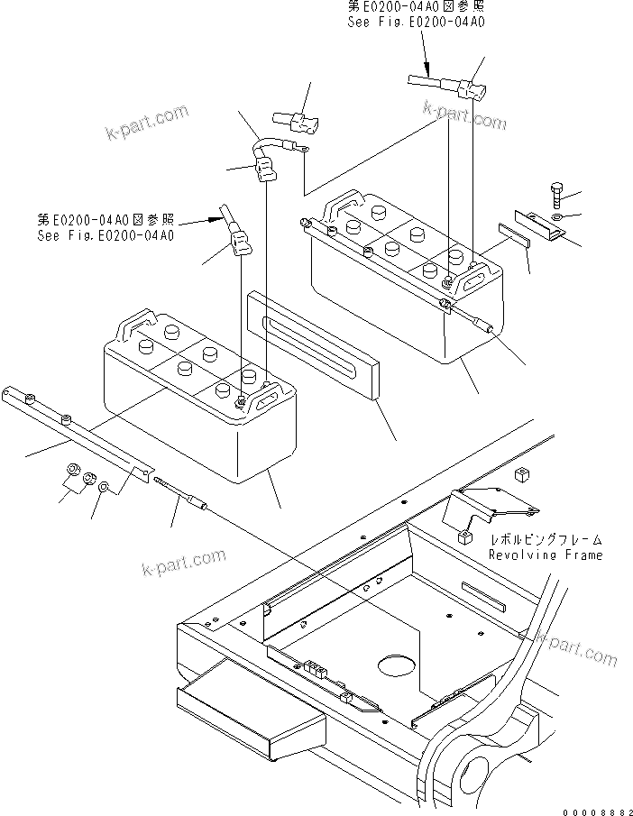 Komatsu parts book diagram for PC650LC-7-M1 S/N 40001-UP: BATTERY (WET) (NS200)