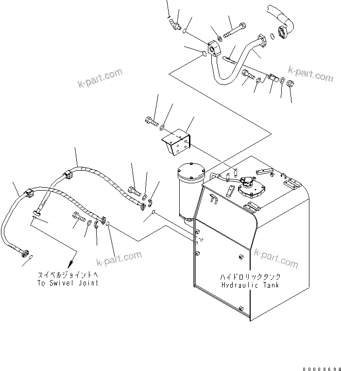 Komatsu parts book diagram for PC650LC-7-M1 S/N 40001-UP: HYDRAULIC TANK (OIL COOLER LINE AND DRAIN LINE)