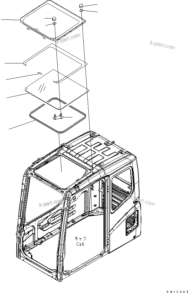 Komatsu parts book diagram for PC650LC-7-M1 S/N 40001-UP: OPERATOR'S CAB (ROOF WINDOW) (QUARRY SPEC.)