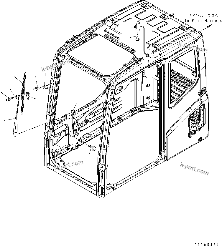 Komatsu parts book diagram for PC650LC-7-M1 S/N 40001-UP: OPERATOR'S CAB (WIPER AND ROOM LAMP) (QUARRY SPEC.)