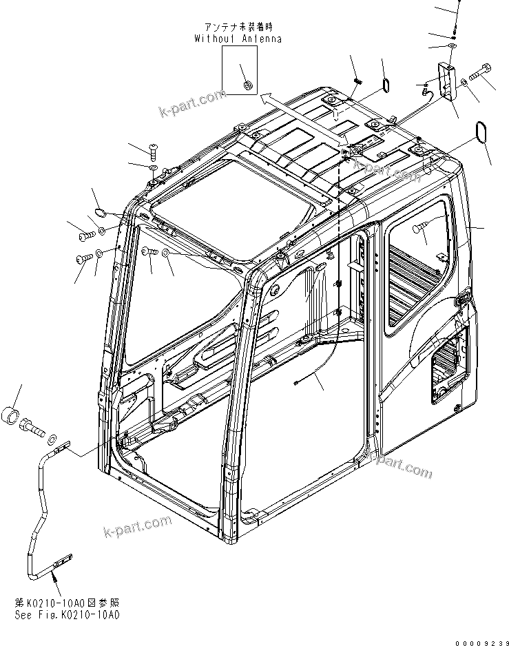 Komatsu parts book diagram for PC650LC-7-M1 S/N 40001-UP: OPERATOR'S CAB (BOLT AND ANNTENA) (KOMTRAX)