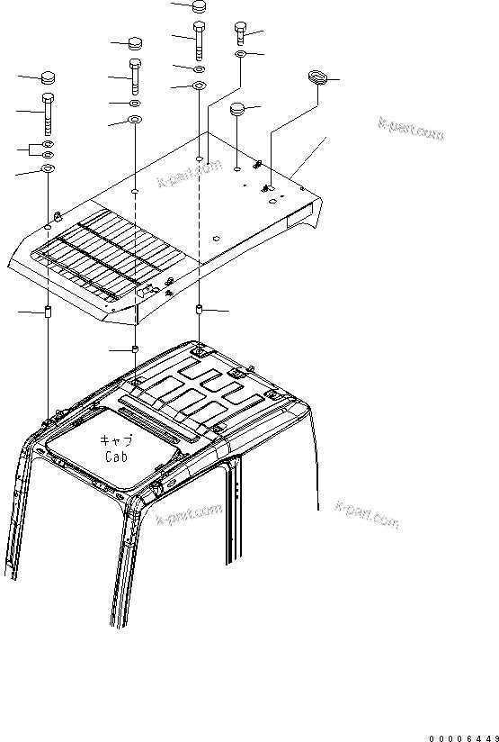 Komatsu parts book diagram for PC650LC-7-M1 S/N 40001-UP: TOP GUARD (LEVEL-2)