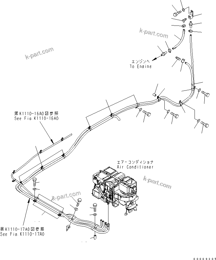 Komatsu parts book diagram for PC650LC-7-M1 S/N 40001-UP: AIR CONDITIONER (HEATER HOSE AND CLAMP)