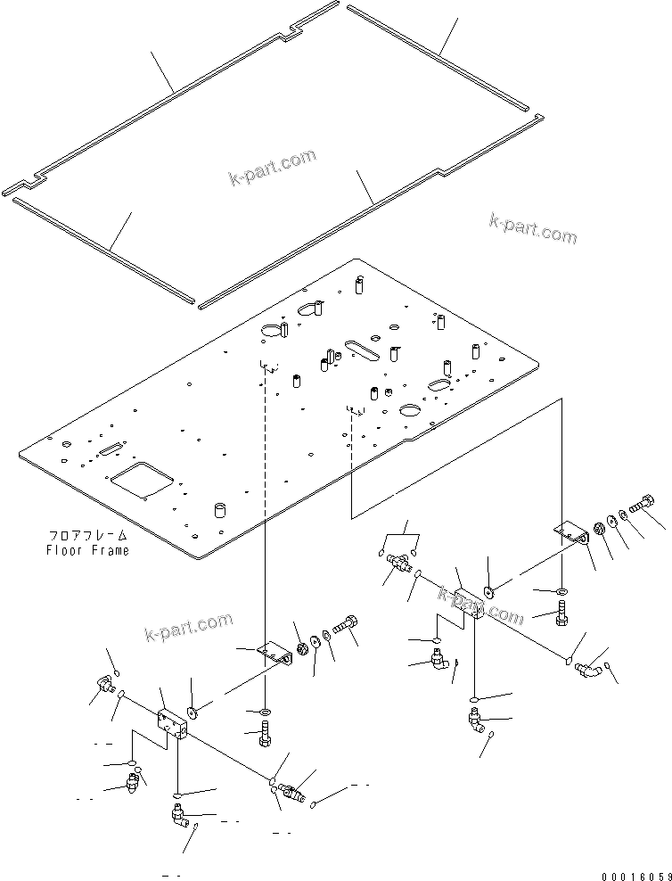 Komatsu parts book diagram for PC650LC-7-M1 S/N 40001-UP: FLOOR FRAME (P ?T BLOCK AND SEAL) (1 ACTUATOR)