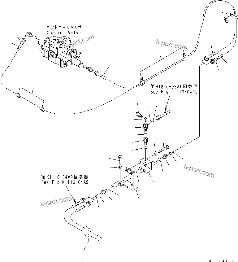 Komatsu parts book diagram for PC650LC-7-M1 S/N 40001-UP: ATTACHMENT PPC LINE (PPC) (1 ACTUATOR)
