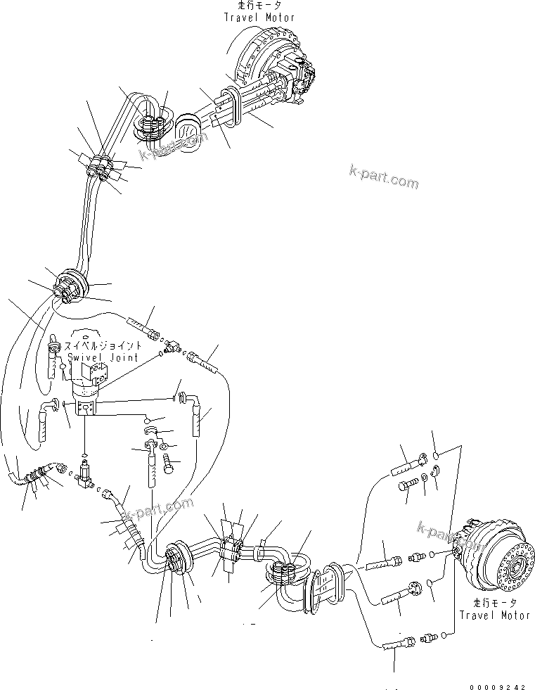 Komatsu parts book diagram for PC650LC-7-M1 S/N 40001-UP: TRAVEL PIPING (LC)
