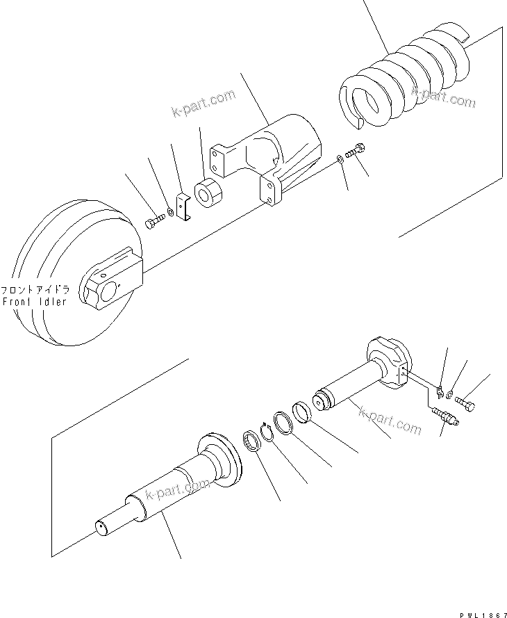 Komatsu parts book diagram for PC650LC-7-M1 S/N 40001-UP: TRACK FRAME (IDLER CUSHION) (L.H.)
