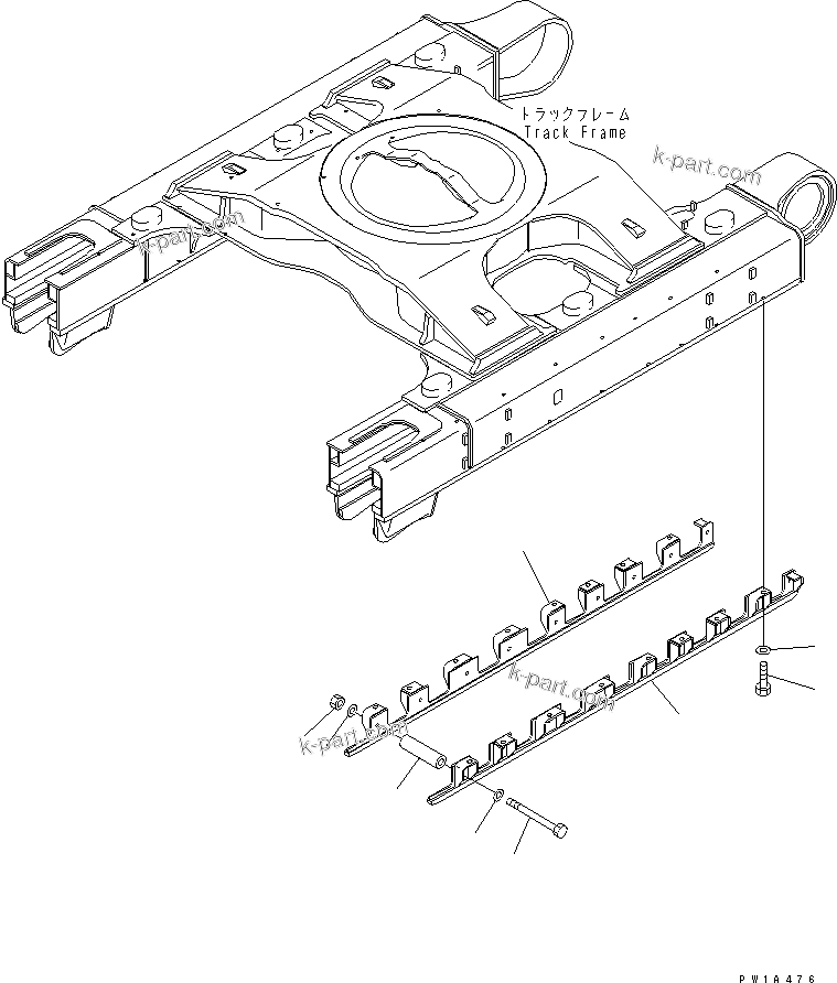 Komatsu parts book diagram for PC650LC-7-M1 S/N 40001-UP: TRACK FRAME (TRACK ROLLER FULL GUARD) (LC) (L.H.)