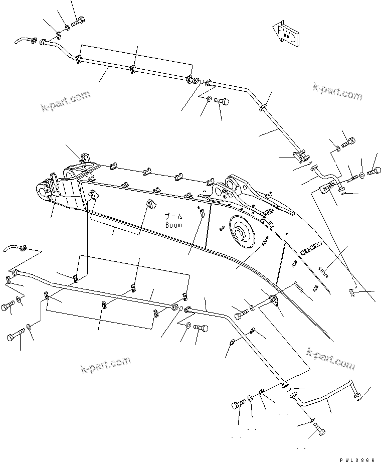 Komatsu parts book diagram for PC650LC-7-M1 S/N 40001-UP: BOOM (7.3M) (FOR ADDITIONAL PIPING) (KIT)