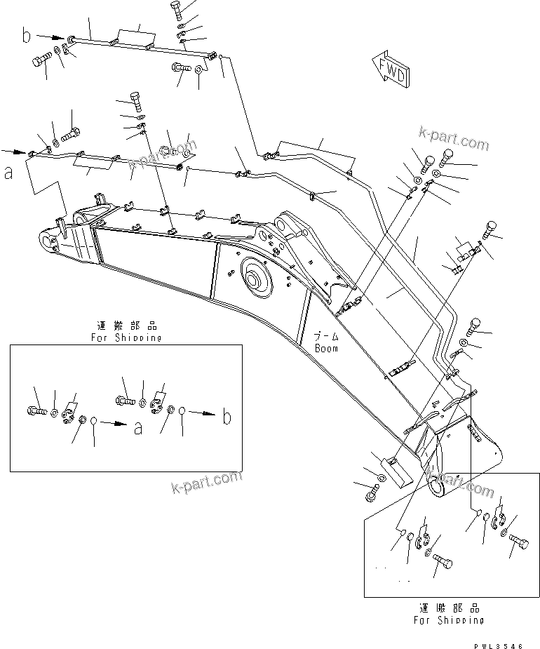 Komatsu parts book diagram for PC650LC-7-M1 S/N 40001-UP: BOOM (6.6M) (BUCKET CYLINDER LINE) (SE SPEC.)