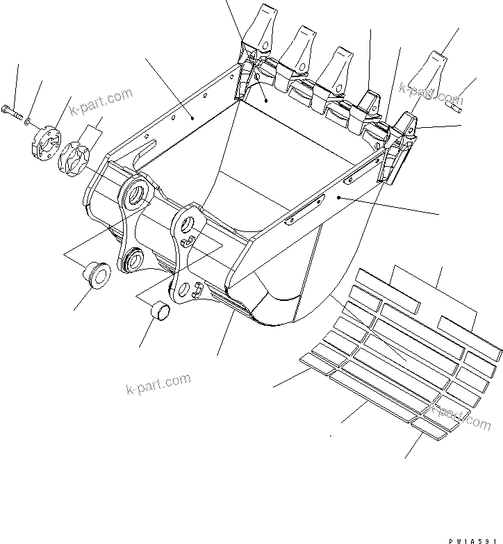 Komatsu parts book diagram for PC650LC-7-M1 S/N 40001-UP: 2.8M3 HORIZONTAL PIN TYPE BUCKET
