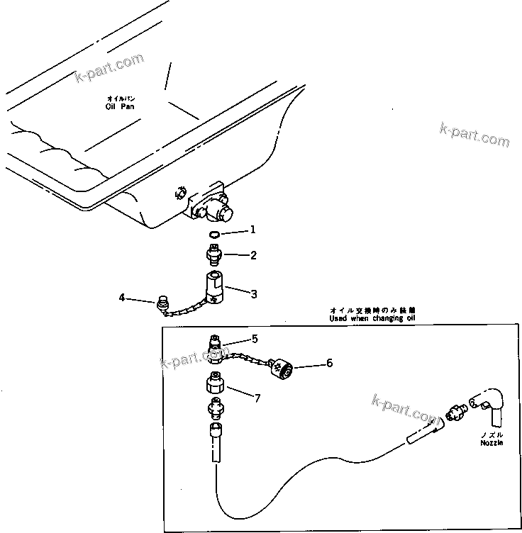 Komatsu parts book diagram for PC650SE-3 S/N 10501-UP: ENGINE OIL DRAIN CONNECTOR (FOR WIGGINS ENGINE OIL CHANGE KIT)