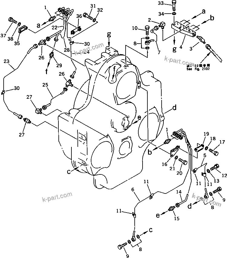 Komatsu parts book diagram for PC650SE-3 S/N 10501-UP: POWER TAKE OFF PIPING (1/2)(#10862-)