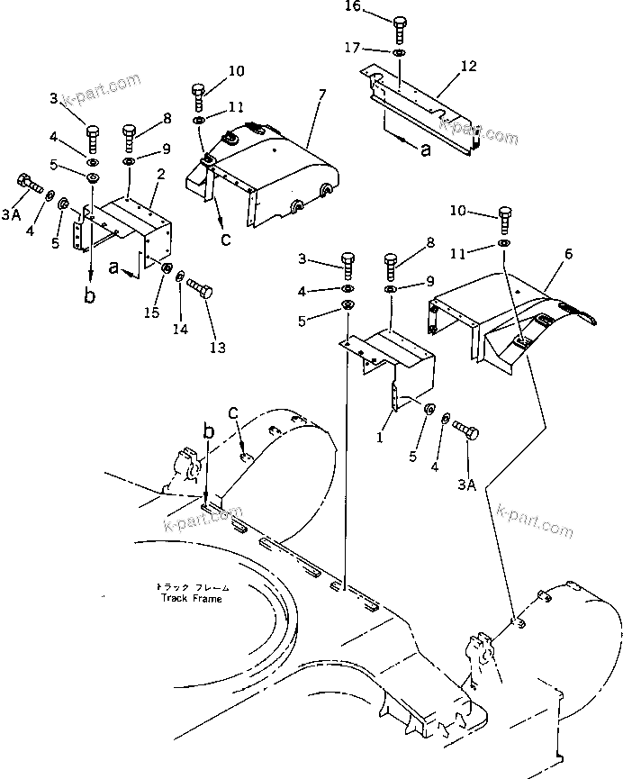 Komatsu parts book diagram for PC650SE-3 S/N 10501-UP: TRAVEL PIPING GUARD (FOR JAPAN)(#10661-)