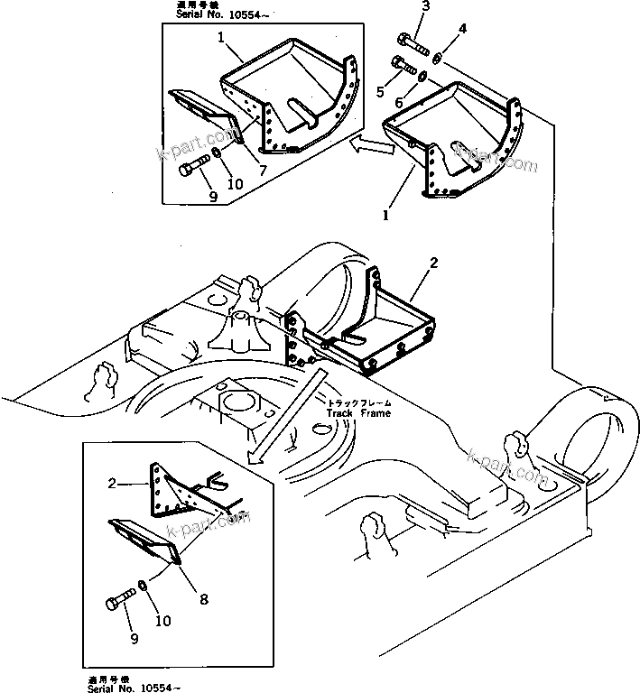 Komatsu parts book diagram for PC650SE-3 S/N 10501-UP: TRAVEL MOTOR GUARD (FOR JAPAN)(#10501-10660)
