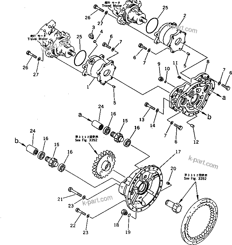 Komatsu parts book diagram for PC650SE-3 S/N 10501-UP: FINAL DRIVE CASE AND SPROCKET (1/3) (FOR JAPAN)(#10501-10660)