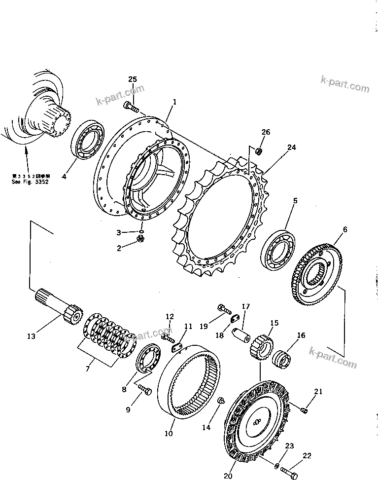 Komatsu parts book diagram for PC650SE-3 S/N 10501-UP: FINAL DRIVE CASE AND SPROCKET (3/3) (FOR JAPAN)(#10501-10660)