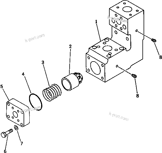 Komatsu parts book diagram for PC650SE-3 S/N 10501-UP: OIL COOLER SHORT-PASS VALVE (FOR L.H. CONTROL VAVLE)