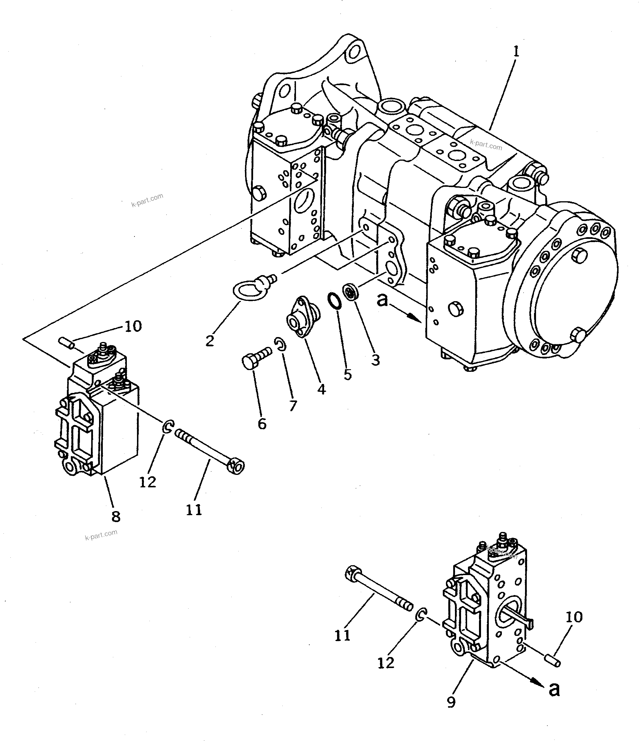 Komatsu parts book diagram for PC650SE-3 S/N 10501-UP: HYDRAULIC PUMP ? NO.2 (PUMP UNIT) (1/8)