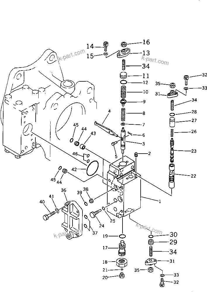 Komatsu parts book diagram for PC650SE-3 S/N 10501-UP: HYDRAULIC PUMP ? NO.2 (FRONT SERVO VALVE) (7/8)