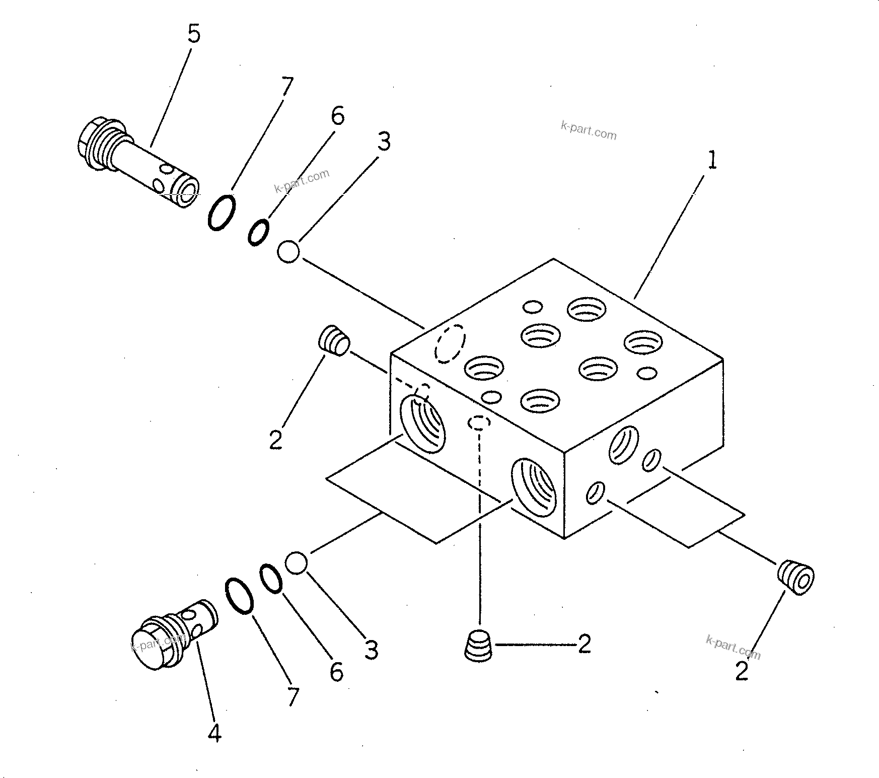 Komatsu parts book diagram for PC650SE-3 S/N 10501-UP: CHECK VALVE (3-BALL TYPE)(#10501-10695)