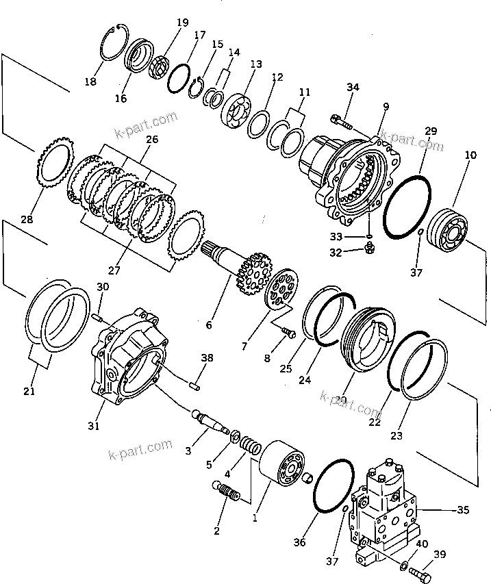 Komatsu parts book diagram for PC650SE-3 S/N 10501-UP: TRAVEL MOTOR (2/3) (FOR JAPAN)(#10501-10660)