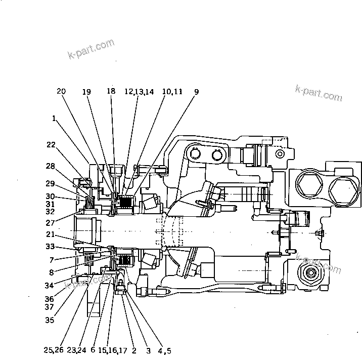 Komatsu parts book diagram for PC650SE-3 S/N 10501-UP: TRAVEL MOTOR (1/4) (FOR JAPAN)(#10661-)
