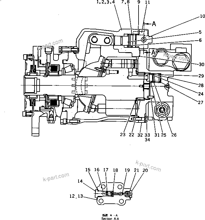 Komatsu parts book diagram for PC650SE-3 S/N 10501-UP: TRAVEL MOTOR (3/4) (FOR JAPAN)(#10661-)