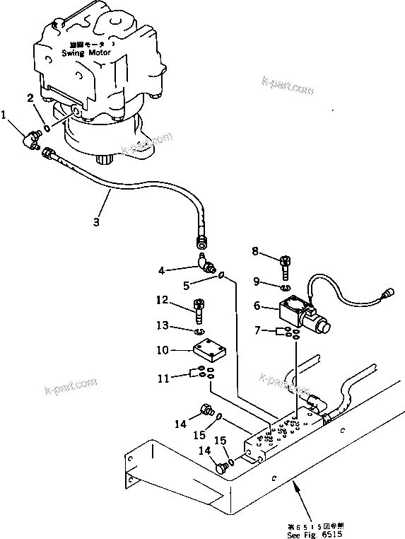 Komatsu parts book diagram for PC650SE-3 S/N 10501-UP: SWING MECHANICAL BRAKE PIPING (WITHOUT FREE SWING)