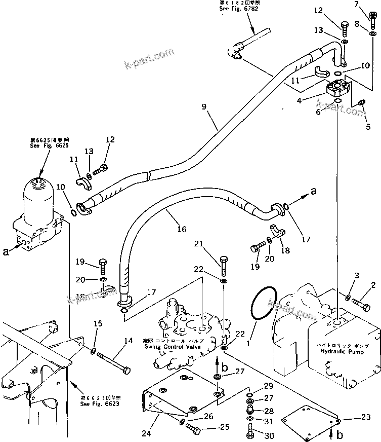 Komatsu parts book diagram for PC650SE-3 S/N 10501-UP: PUMP TO VALVE PIPING (2/4)