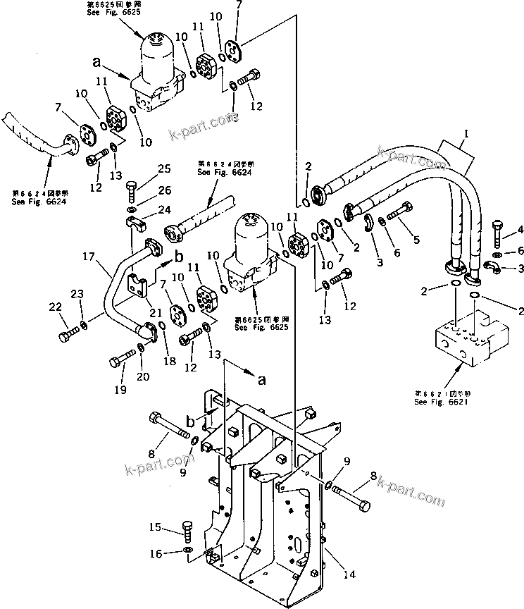 Komatsu parts book diagram for PC650SE-3 S/N 10501-UP: PUMP TO VALVE PIPING (3/4)(#10501-10695)