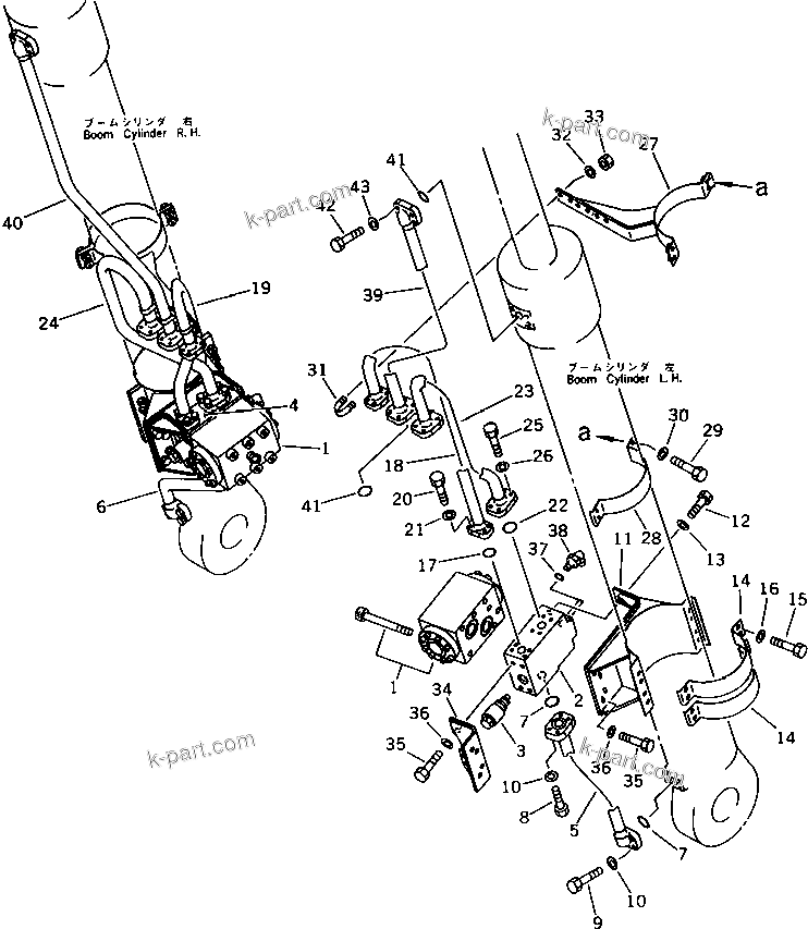 Komatsu parts book diagram for PC650SE-3 S/N 10501-UP: BOOM CYLINDER PIPING (FOR CYLINDER LOCK VALVE) (3/3)