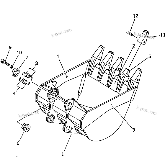 Komatsu parts book diagram for PC650SE-3 S/N 10501-UP: BUCKET ? 3.5M3 ? WIDTH 1800MM (HORIZONTAL PIN TYPE)(#10501-10892)