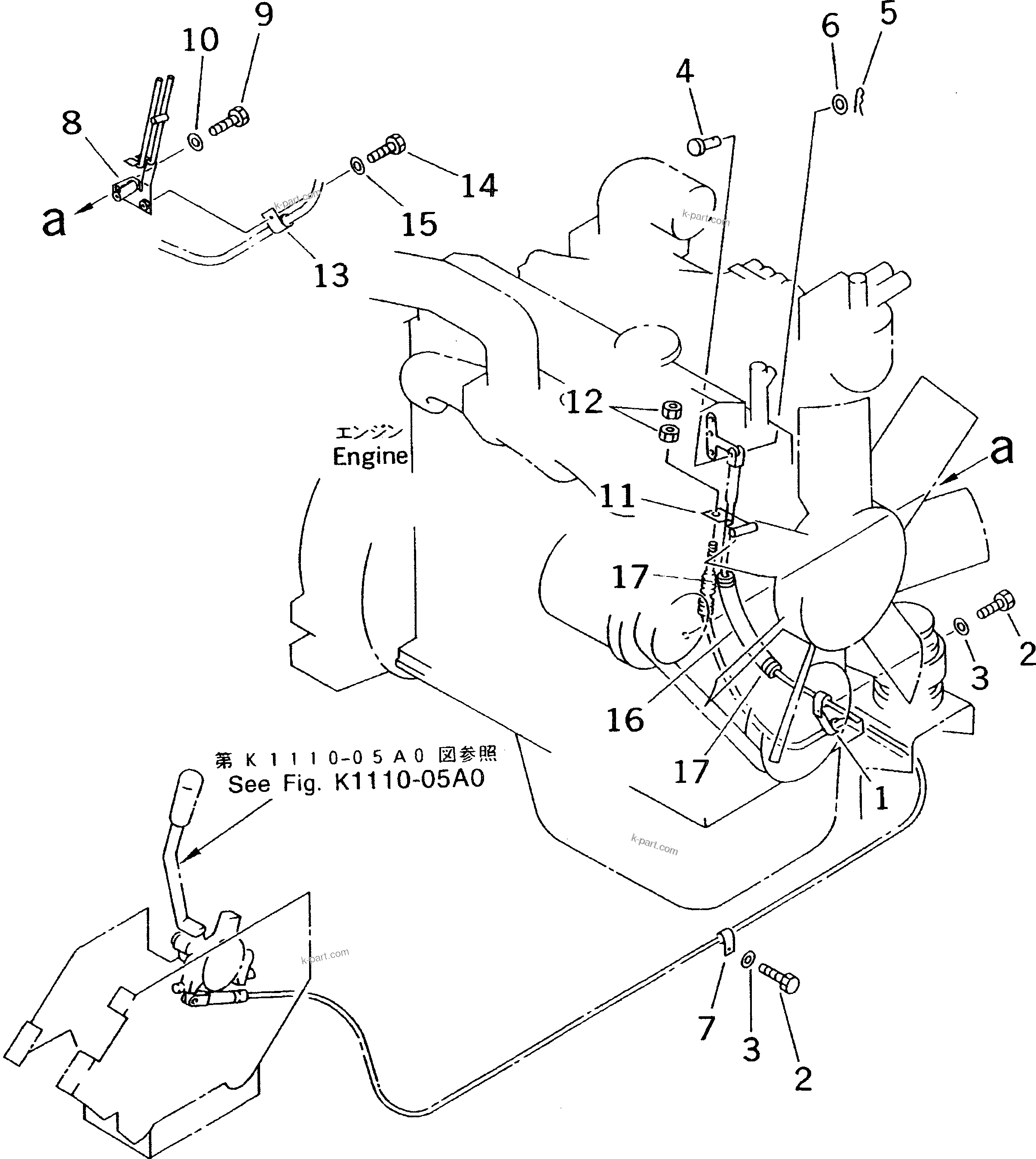 Komatsu parts book diagram for PC70-7E-B S/N 45001-UP: FUEL CONTROL (FOR ONE-TOUCH DECEL)(#45001-52373)