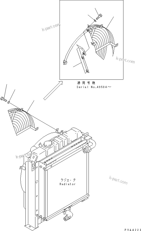 Komatsu parts book diagram for PC70-7E-B S/N 45001-UP: FAN GUARD (AIR CONDITIONER)(#45001-52373)