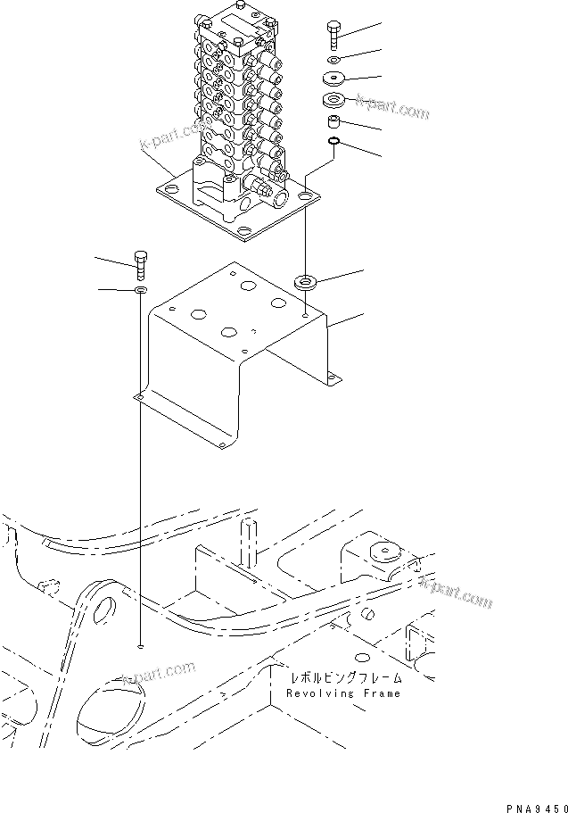 Komatsu parts book diagram for PC70-7E-B S/N 45001-UP: MAIN VALVE (MOUNT BRACKET) (FOR 2-ACTUATER ATTACHMENT)(#45001-52373)