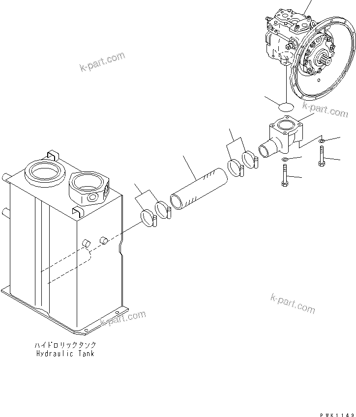 Komatsu parts book diagram for PC70-7E-B S/N 45001-UP: SUCTION LINE (BLADE SPEC.)(#45001-52373)