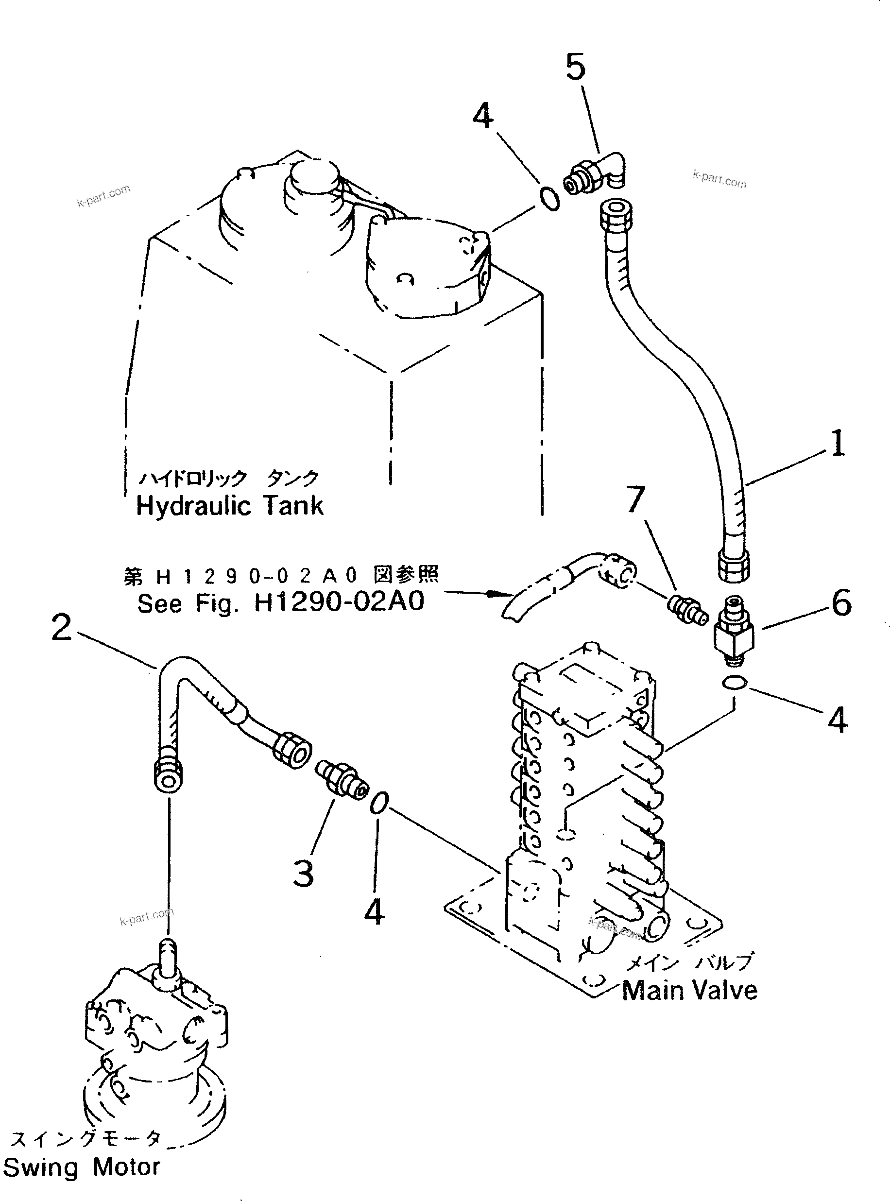 Komatsu parts book diagram for PC70-7E-B S/N 45001-UP: RETURN LINE (BLADE SPEC.)(#45001-52373)