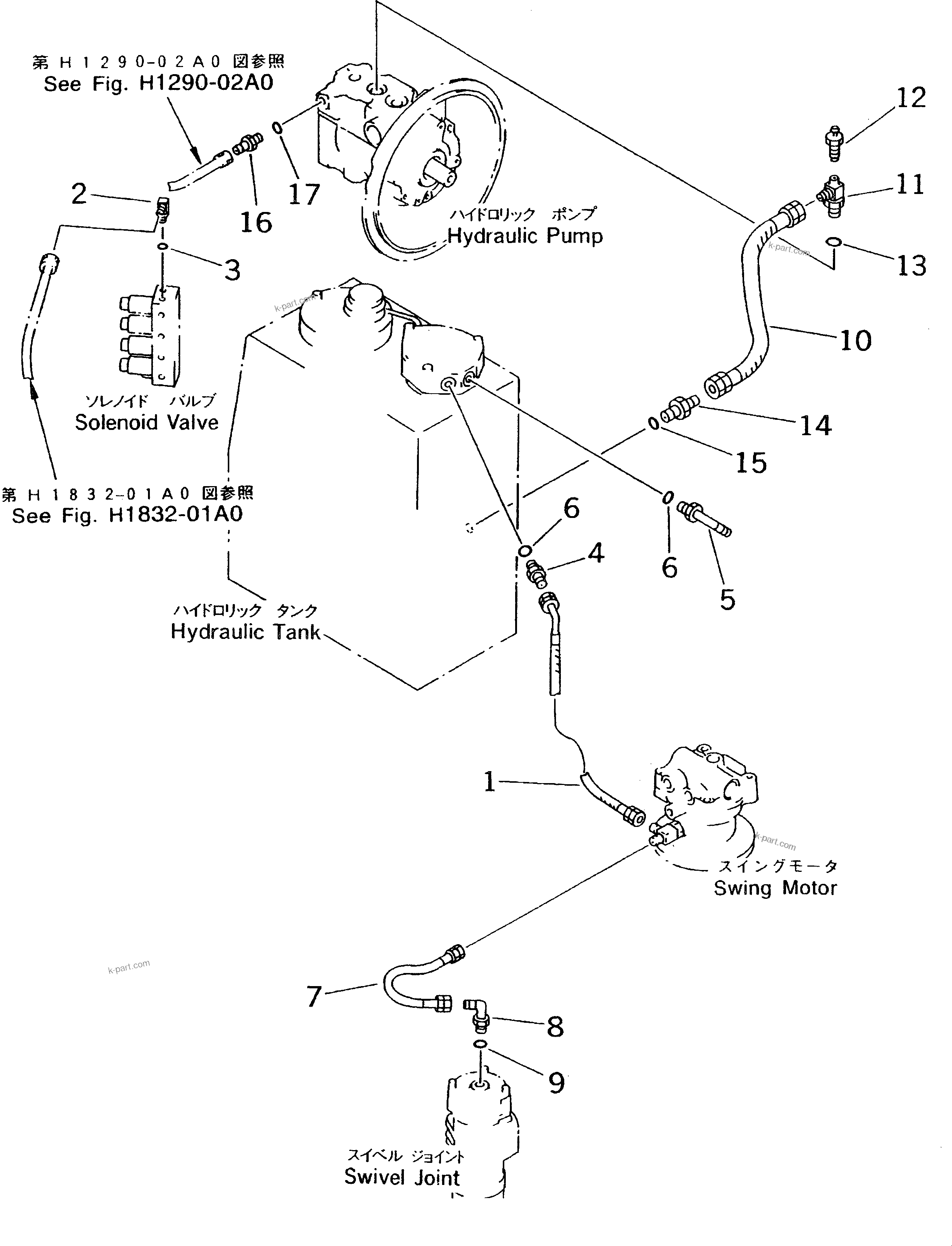 Komatsu parts book diagram for PC70-7E-B S/N 45001-UP: DRAIN LINE (BLADE SPEC.)(#45001-52373)