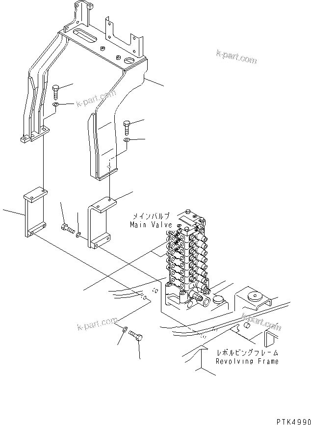Komatsu parts book diagram for PC70-7E-B S/N 45001-UP: BRACKET (FOR 2-PIECES BOOM)(#45001-52373)