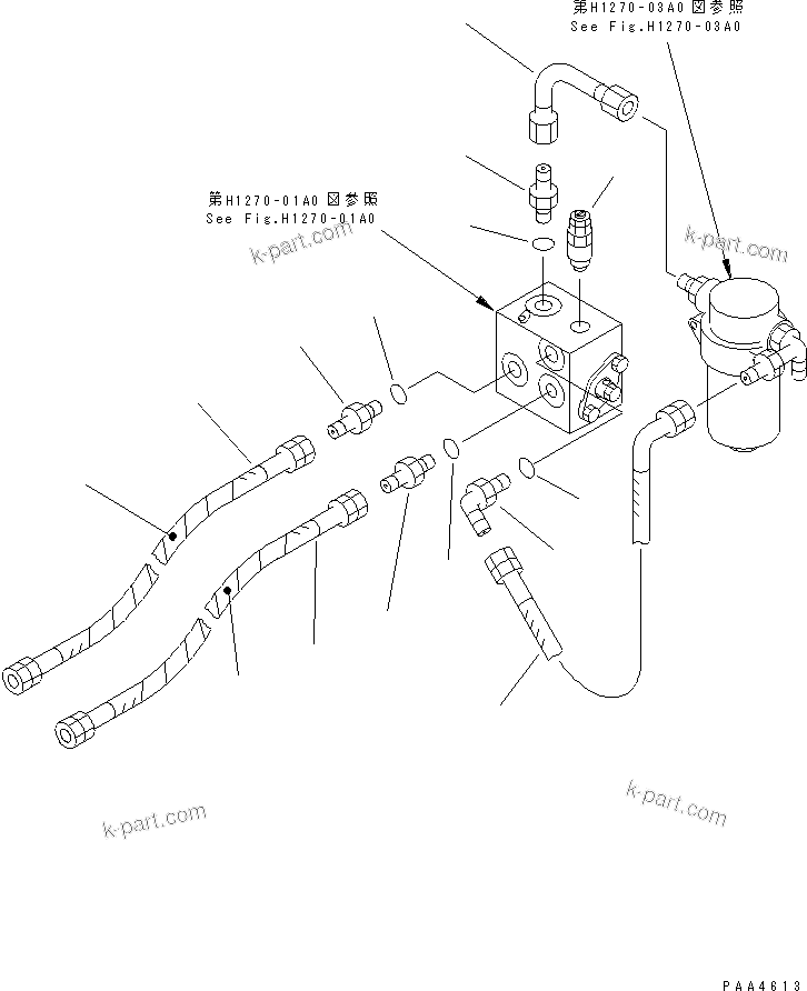 Komatsu parts book diagram for PC70-7E-B S/N 45001-UP: ATTACHMENT LINE (CONVERTIBLE VALVE PIPING)