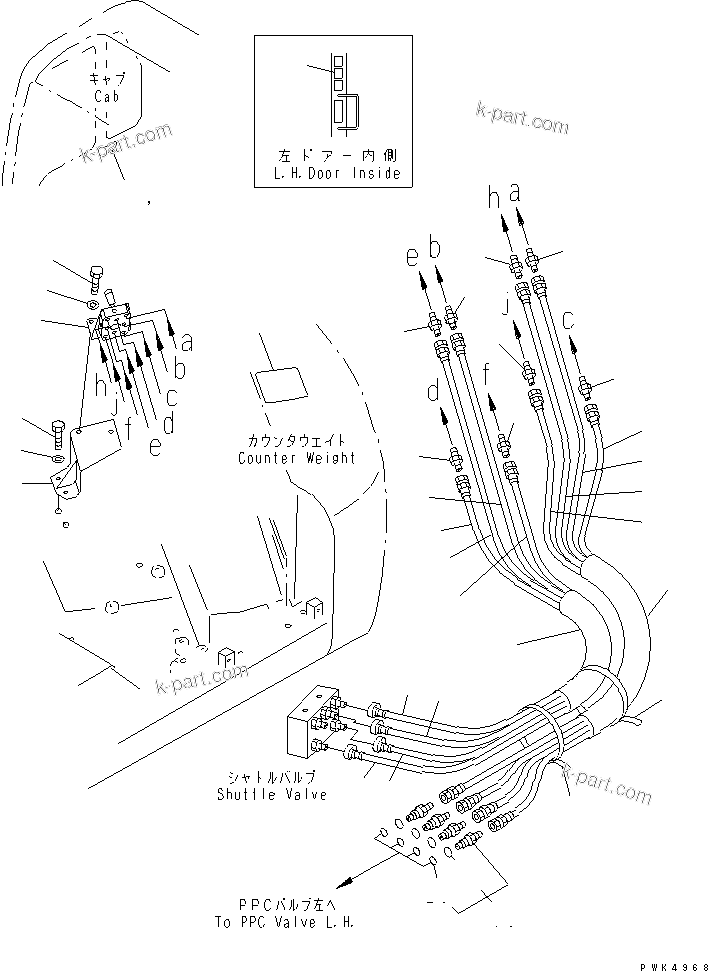 Komatsu parts book diagram for PC70-7E-B S/N 45001-UP: MULTIPLE PATTERN 2WAY (HOSE AND PLATE)(#53298-55010)