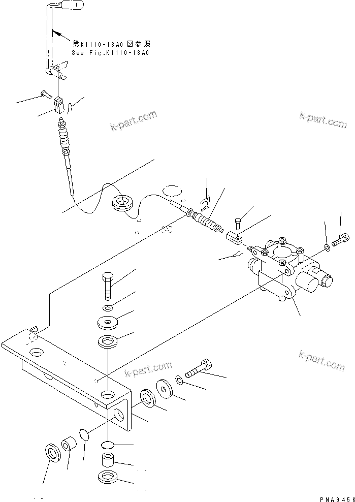 Komatsu parts book diagram for PC70-7E-B S/N 45001-UP: BLADE LINE (UPPER) (VALVE MOUNT)(#45001-52373)