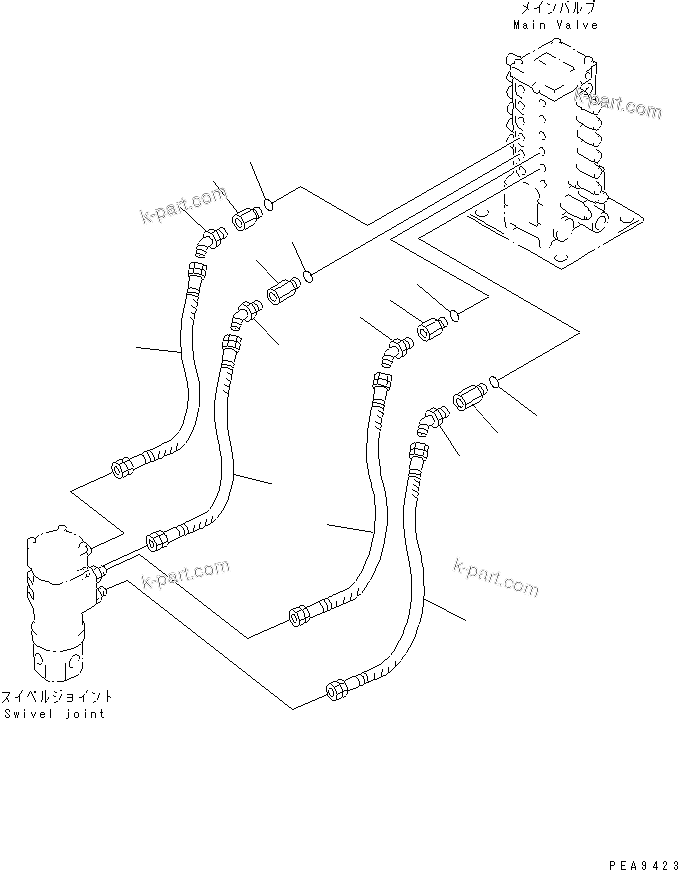 Komatsu parts book diagram for PC70-7E-B S/N 45001-UP: TRAVEL LINE(#45001-52373)