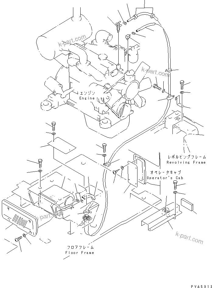 Komatsu parts book diagram for PC70-7E-B S/N 45001-UP: CAR HEATER (3300 KCAL)(#45001-52373)